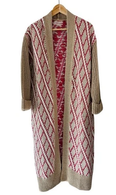 Cárdigan Anthropologie Duster XS suéter frontal abierto geométrico para mujer Foto 1 de 4