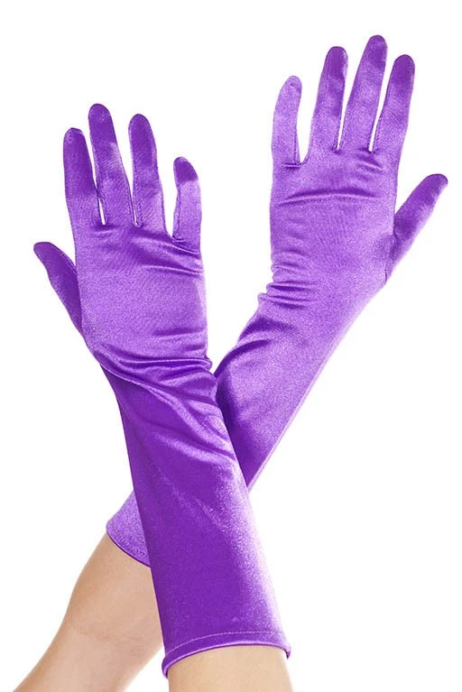 Adult Elbow Length Satin Gloves Purple  Womens Gloves — 第 1/1 张图片