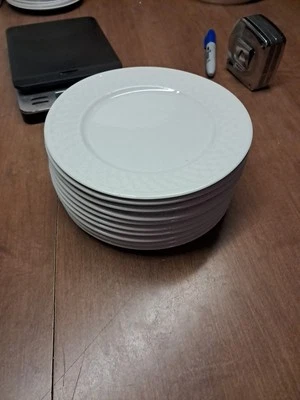 10 Oneida柳条篮子编织沙拉盘白色7.5英寸Euc Bin 187 — 第 1/4 张图片