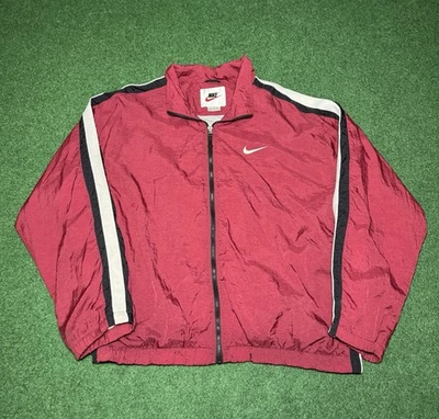 Chaqueta cortavientos retro vintage años 90 Nike cremallera completa roja Big Swoosh XL Foto 1 de 4