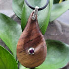 Offerings Sajen SS One of a Kind Sample Bali Wood Pendant with Faceted Amethyst