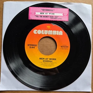 MEN AT WORK Overkill/Till The Money Runs Out 45 7" Record Vinyl Records - Picture 1 of 2