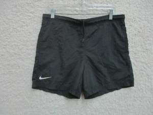 VINTAGE Nike Shorts Medium Youth Black Athletic Shorts Nylon Swoosh Gym Boys M - Picture 1 of 10