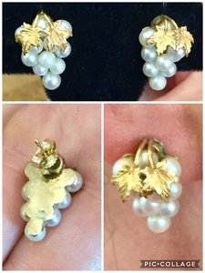 ¡HERMOSOS PENDIENTES ANTIGUOS DE PERLAS CULTIVADAS Y UVA 14K! ¡Sin precio base! - Imagen 1 de 4