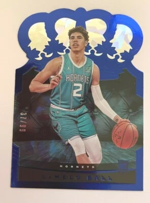 2020-21 Panini NBA Crown Royale Lamelo Ball Blue 37/99 RC Rookie Hornets CLEAN - Image 1 of 4