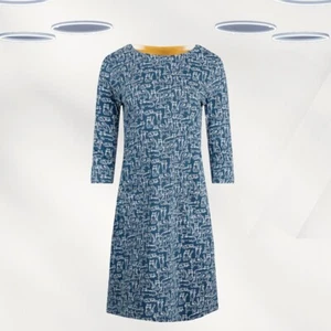 Ex Weird Fish Women’s Starshine Organic Cotton Printed Jersey Dress in Blue Cat - Picture 1 of 5