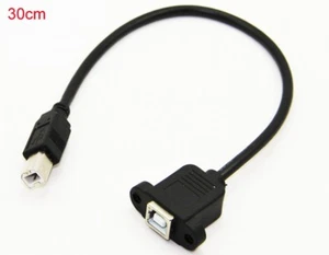 USB-B 2.0 Male to Female Printer Extension Cable With Panel Mount - Picture 1 of 9