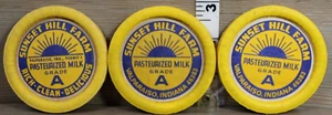 Vintage milk cap Lot of 3 Sunset Hill Farm Valparaiso Indiana Pasteurized Milk - Picture 1 of 2
