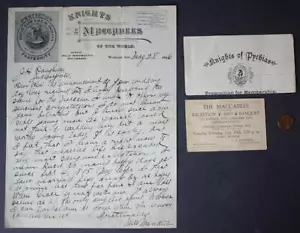 1896 Wabash nach Indianapolis Indiana Ritter der Makkabäer handschriftlicher Brief- - Bild 1 von 1