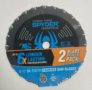 13004 CARBIDE TIPPED SPYDER TARANTULA 2 PACK 6 1/2" 24-TOOTH FRAMING SAW BLADES - Picture 1 of 2