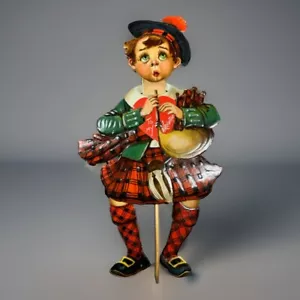 Rare Raphael Tuck Mechanical Jumping Stick Boy Bagpipes Valentine Card Brundage - Picture 1 of 4