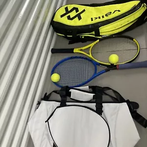 Volkl Tasche (gelb) Schläger Dunlop, Instinct Np, weiß Schlägertasche. 2 Tennisbälle - Bild 1 von 24