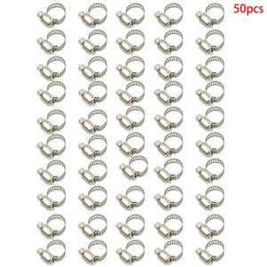 LABLT Adjustable 50Pcs 3/8"-1/2" Stainless Drive Hose Clamps Fuel Line Worm Clip