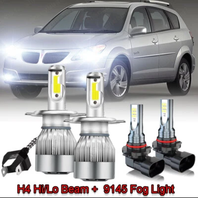 For Pontiac Vibe 2003-2008 4pc LED Headlight Kit High/Low Beam Fog Light Bulbs Foto 1 de 4