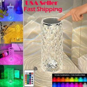 LED Crystal Table RGB Lamp Diamond Rose Night Light Touch Atmosphere Bedside Bar
