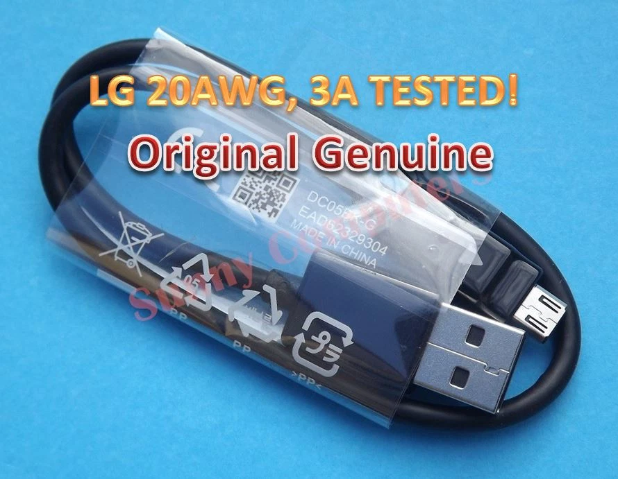 Original Genuine Short Micro USB Charger Data Cable Cord For LG K8 K4 2017 Q6 AU - Image 1 of 1