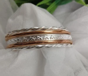Set of 5 Sterling Silver Copper Bangles Plain, Twisted and Fish Design bangle K4 - Picture 1 of 10