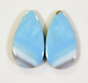 18 Cts Natural Blue Opal Pair Pear Cabochon Gemstone Jewelry Making DH=342 - Picture 1 of 7
