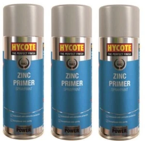 Hycote Fast Drying Zinc Primer Aerosol Spray Paint - Prevent Corrosion 400ml *3