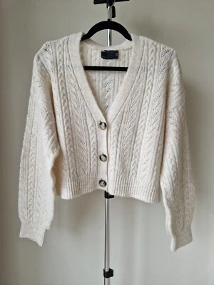 Asos cable knit button cardigan in cream - Image 1 of 2