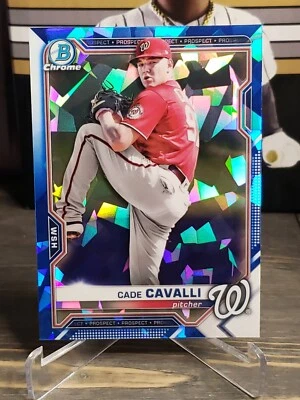 2021 Bowman Chrome Sapphire Refractor Cade Cavalli Washington Nationals RC  - Image 1 of 2