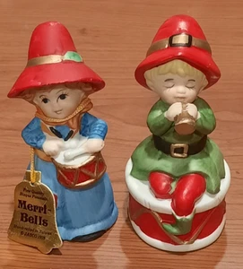 LOT 2 MERRI-BELL GIRL DRUMMER & BOY ON DRUM PLAYING FLUTE XMAS BELLS 1978 - Picture 1 of 10