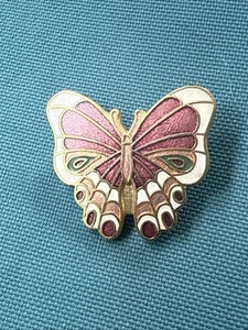 Spilla farfalla vintage spilla smalto rosa bavero spilla dritta tenuta L1 - Foto 1 di 3