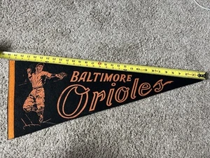 Vintage 1950s BALTIMORE ORIOLES Full Size Black Felt MLB Baseball Pennant O's - Picture 1 of 4