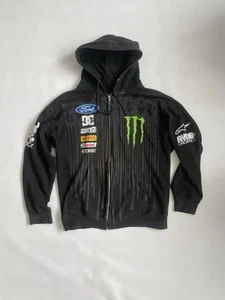 Ken Block #43 Monster Energy DC Shoes Ford Zip-Up Hoodie L Size Y2k Style Rare - Imagen 1 de 7