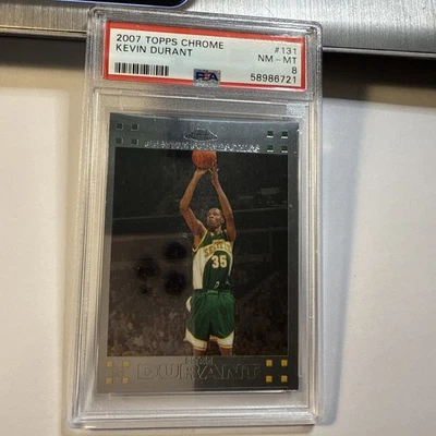 2007 Topps Chrome Kevin Durant #131 Basketball Rookie RC Sonics PSA 8 NM-MT - Image 1 of 2