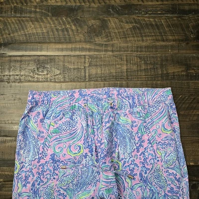 Lilly Pulitzer Tarpon Linen Pants 31" Mermaid Lilac Rose Large - Image 1 of 4