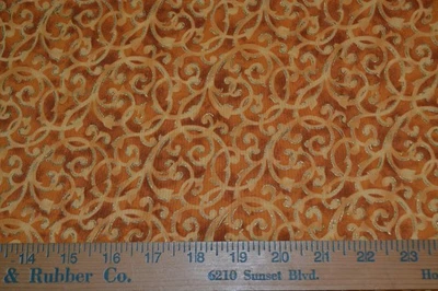 Cotton quilting fabric, orange vining print, 42" x 2.5 yards preshrunk - Image 1 of 4