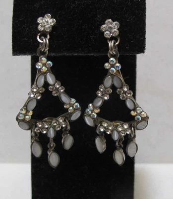 SORRELLI Aurora Borealis 水晶白色 Moonglow 银色吊坠耳环 — 第 1/4 张图片