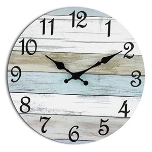 Wall Clock Silent Non Ticking Wall Clocks Battery Operated, Rustic Coastal - Picture 1 of 7