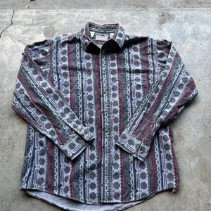 VTG LL Bean Aztec Southwest Chamois Flannel Shirt  L USA Work Chore Cowboy - Picture 1 of 5