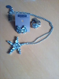 konplott schmuckset jelly star kette, ohrstecker, ring, weiß, silber, neu - Bild 1 von 4