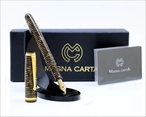 MAGNA Carta MAG 650 Fountain Pen in Amber - 14kt Gold Flex Nib - Full Set - - Picture 1 of 4