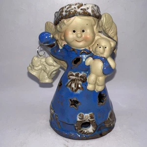 Angelo Tea Light / Porta Votivo Smalto Blu Pittura Ceramica/Argilla - Foto 1 di 11