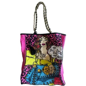 Betsey Johnson tote bag Purse Hand shoulder Pink “The Bull Dog” Y2K vintage - Picture 1 of 20