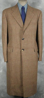©¿©¬ NWT_$299O ISAIA HAND CRAFTED_SUPER_120s_TAN_GLEN_PLAID_TOP_COAT 42-43 12104 - Image 1 of 4