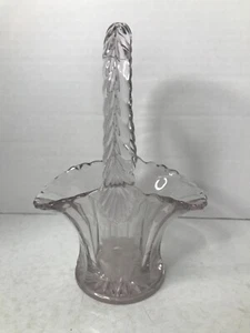 VTG Elegant Glass 6-1/2" Etched Daisy Floral Bridal Basket - Picture 1 of 4