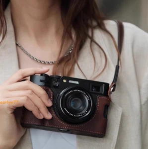 Handmade Genuine Leather Half Case Cover For Fujifilm X100Vi Camera - Picture 1 of 21