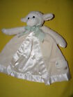 Berrington Baby White w green bow Lamb Plush Security Blanket Lovey  15"