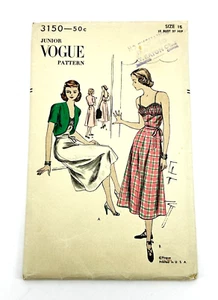 Rare Vogue Junior 3150 Size 15 Dress Bolero Uncut Pattern Instructions Vintage - Picture 1 of 8