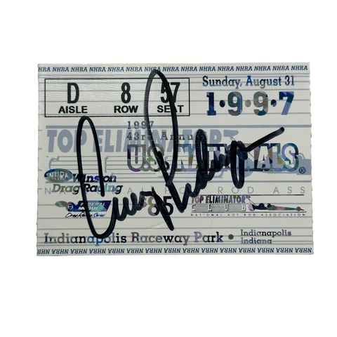 NHRA Autographed Cruz Pedregon 1997 US Nationals Ticket Stub Drag Racing Cover