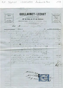 Dépt 61 - Alençon - Petite Entête d'un Marchand de Bois du 03/11/1873 - Picture 1 of 1