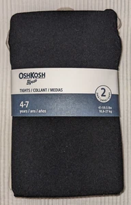 2 Pair Girls OshKosh B'gosh Size 4-7 ( 1 Black + 1 White) Tights Footed - New ! - Picture 1 of 4