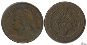 Chile 2,50 Centavos 1907 MBC+ / VF+ KM00162 - Bild 1 von 1