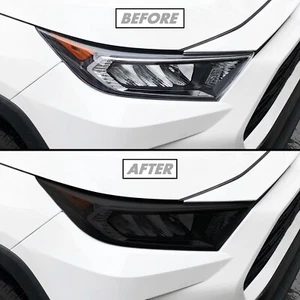FOR 19-25 Toyota RAV4 Headlight & Fog Light SMOKE Precut Vinyl Tint Overlays - Picture 1 of 7