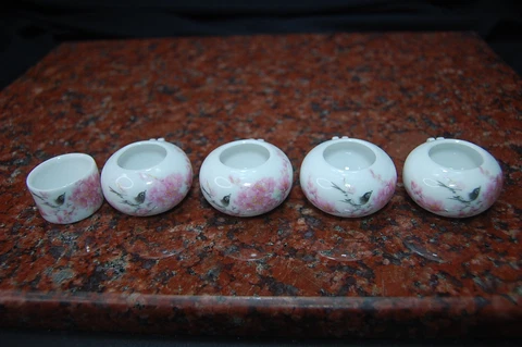 Porcelain Bird Feeders Seed/Water Cups for Chinese Bamboo Cage  Bird & Cherry Cover